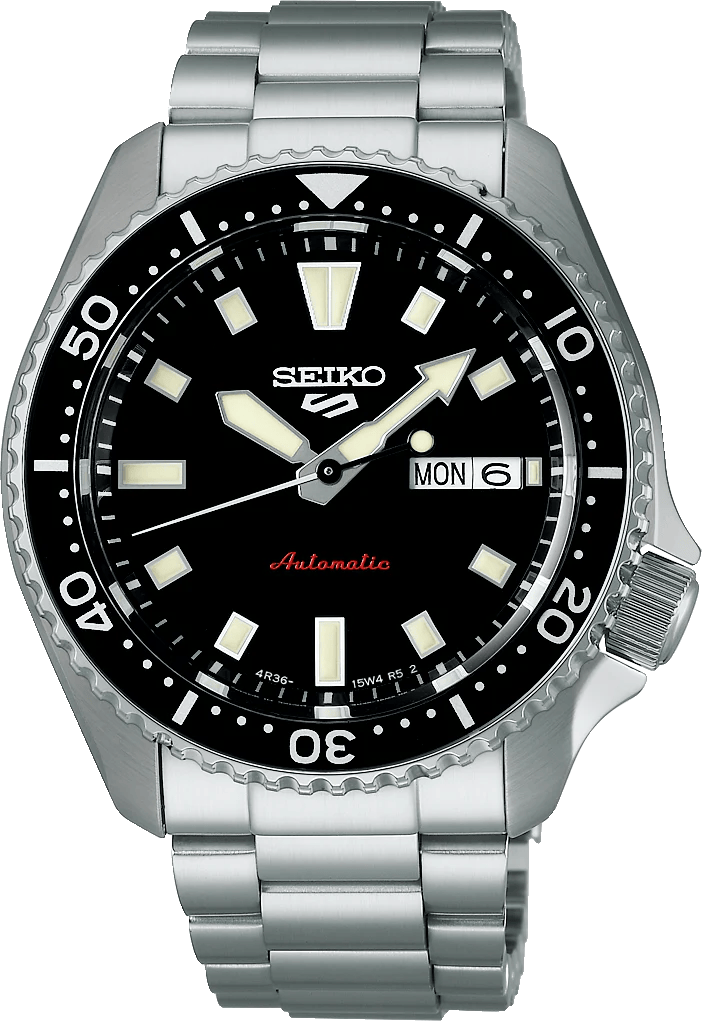 Seiko 5 Sports SKX Automatic Black Dial Silver Steel Strap Watch for Men - SRPL85K1