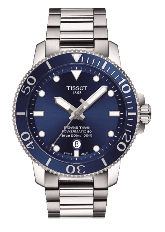 Tissot Seastar 1000 Powermatic 80 Blue Dial Silver Steel Strap Watch for Men - T120.407.11.041.03