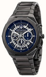 Maserati Stile Skeleton Chronograph Blue Dial Grey Steel Strap Watch for Men - R8873642012
