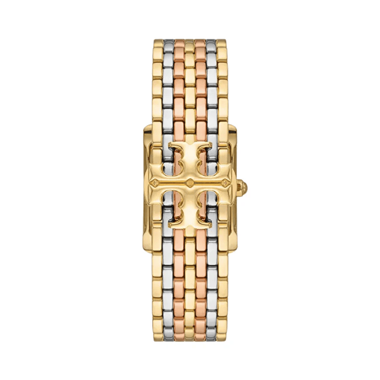 Tory Burch Eleanor White Dial Tri Tone Steel Strap Watch for Women - TBW1078