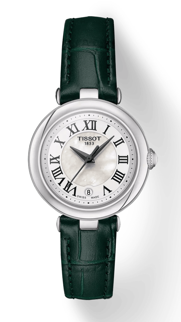 Tissot Bellissima Small Lady Mother of Pearl Dial Green Leather Strap Watch for Women - T126.010.16.113.02