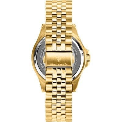 Maserati SFIDA Special Edition Automatic Black Dial Gold Steel Strap Watch for Men - R8823140012