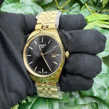 Tissot Ballade Quartz Black Dial Gold Steel Strap Watch for Men - T156.410.33.051.00