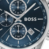 Hugo Boss Grand Prix Chronograph Blue Dial Silver Steel Strap Watch for Men - 1514226