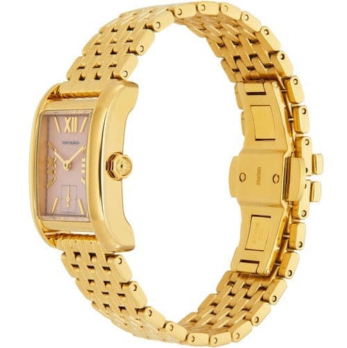 Tory Burch Eleanor Mother of Pearl Pink Dial Gold Steel Strap Watch for Women - TBW1077