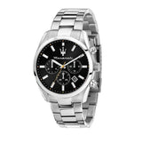 Maserati Attrazione Chronograph Black Dial Silver Steel Strap Watch for Men - R8853151010