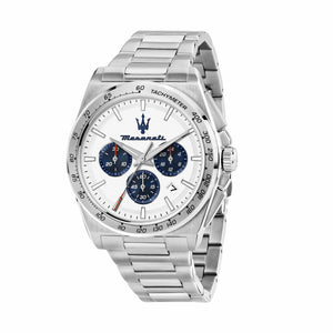 Maserati Velocità Chronograph White Dial Silver Steel Strap Watch for Men - R8873652007