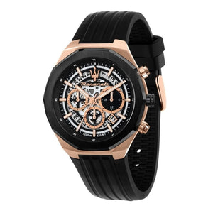 Maserati Stile Skeleton Chronograph Black Dial Black Silicone Strap Watch for Men - R8871642003