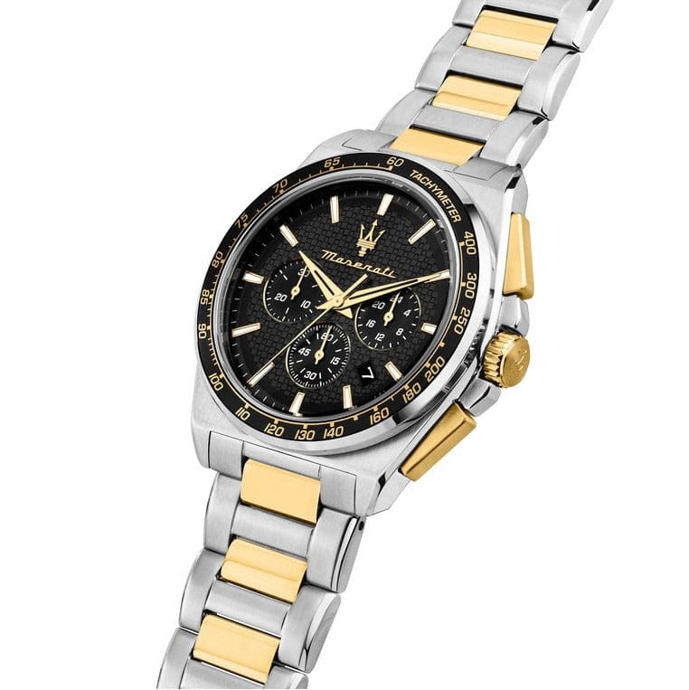 Maserati Velocità Chronograph Black Dial Two Tone Steel Strap Watch for Men - R8873652003