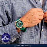 Maserati Successo Chronograph Green Dial Green Silicone Strap Watch for Men - R8871621038