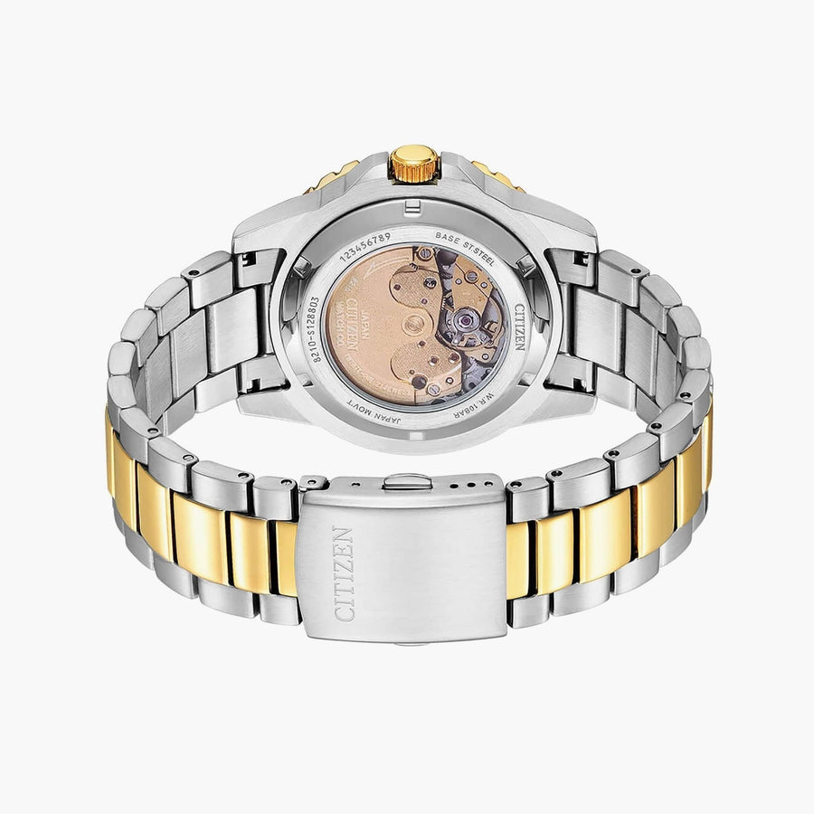 Citizen Mechanical Automatic Blue Dial Two Tone Steel Strap Watch for Men - NJ0174-82L