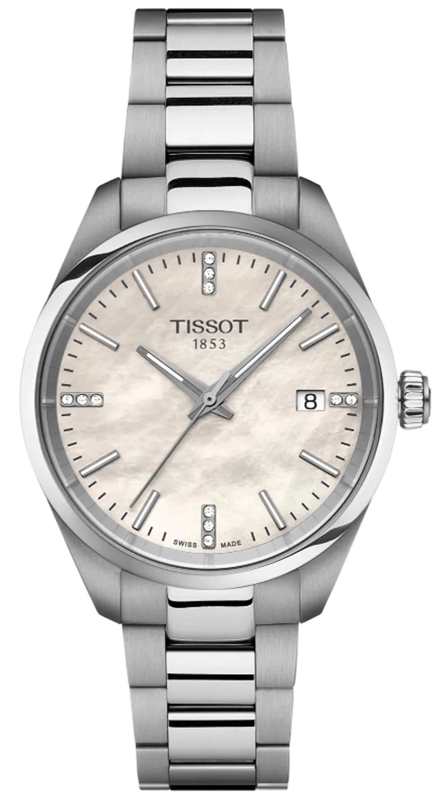Tissot PR 100 Diamonds Mother of Pearl Dial Silver Steel Strap Watch for Women - T150.210.11.116.00