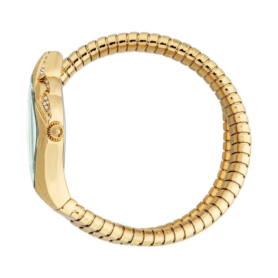 Just Cavalli Cristallo Green Dial Gold Steel Strap Watch for Women - JC1L307M0035