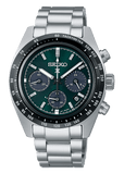 Seiko Prospex Speedtimer Solar Chronograph Green Dial Silver Steel Strap Watch for Men - SSC933