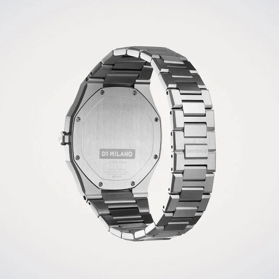 D1 Milano Ultra Thin Matte Black Dial Silver Steel Strap Watch for Men - D1-UTBJ40