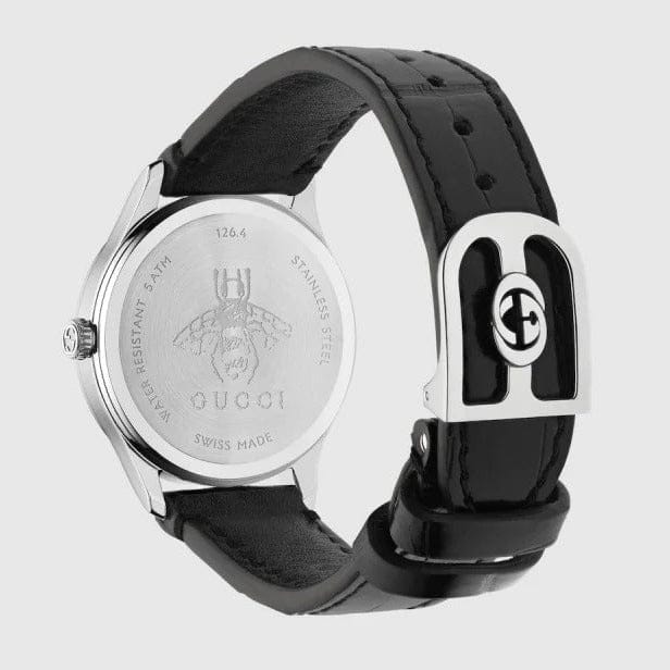 Gucci G Timeless Black Dial Black Leather Strap Watch for Women - YA1265055