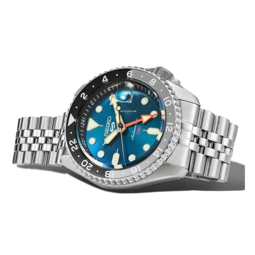 Seiko 5 Sports SKX Racers Heritage Velocity Blue Dial Silver Steel Strap Watch for Men - SSK045K1