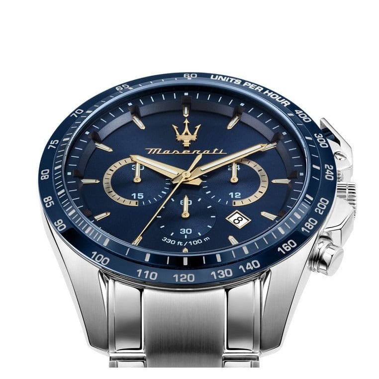 Maserati Traguardo Limited Edition Chronograph Blue Dial Silver Steel Strap Watch for Men - R8873612052