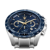 Maserati Traguardo Limited Edition Chronograph Blue Dial Silver Steel Strap Watch for Men - R8873612052