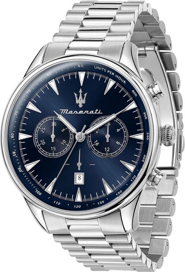 Maserati Tradizione Chronograph Blue Dial Silver Steel Strap Watch for Men - R8873646005