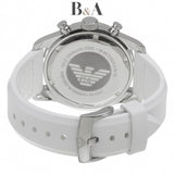 Emporio Armani Sportivo Chronograph White Dial White Rubber Strap Watch for Men - AR5947