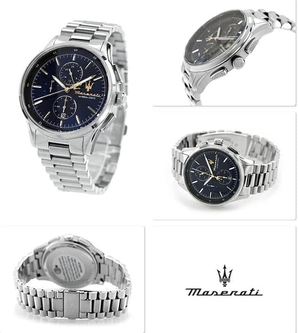 Maserati Sorpasso Chronograph Blue Dial Silver Steel Strap Watch for Men - R8873624004