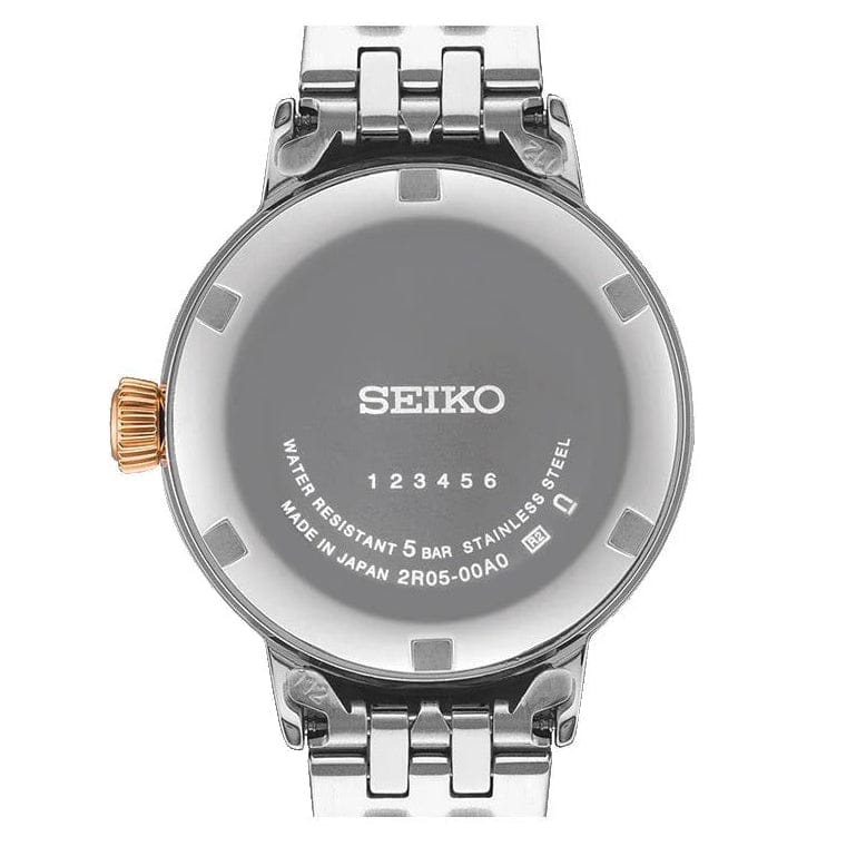 Seiko Presage Cocktail Time Skydiving Automatic Diamonds Mother of Pearl Dial Silver Steel Strap Watch for Women - SRE009J1