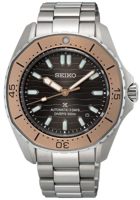 Seiko Prospex Polygonal Sea Diver Automatic Black Dial Silver Steel Strap Watch for Men - SPB485J1