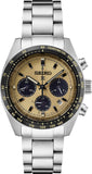Seiko Prospex Speedtimer Solar Chronograph Gold Dial Silver Steel Strap Watch for Men - SSC817