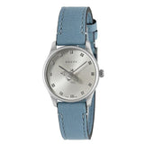 Gucci G Timeless Silver Dial Blue Leather Strap Watch for Women - YA1265039