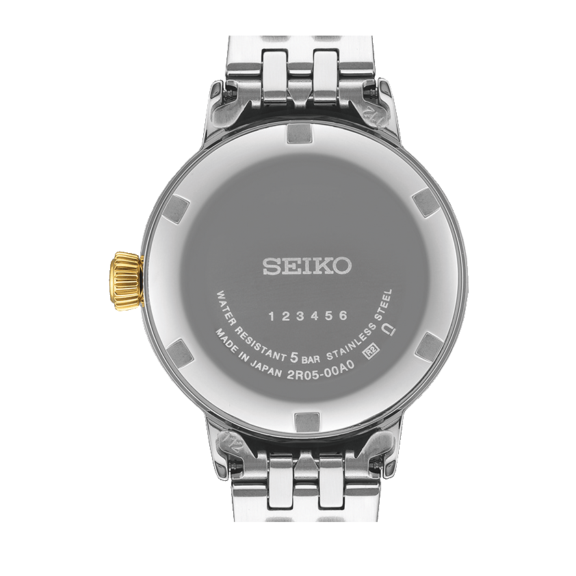 Seiko Presage Cocktail Time Automatic Diamonds White Dial Two Tone Steel Strap Watch for Women - SRE010J1
