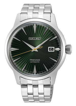 Seiko Presage Cocktail Time Automatic Green Dial Silver Steel Strap Watch for Men - SRPE15J1