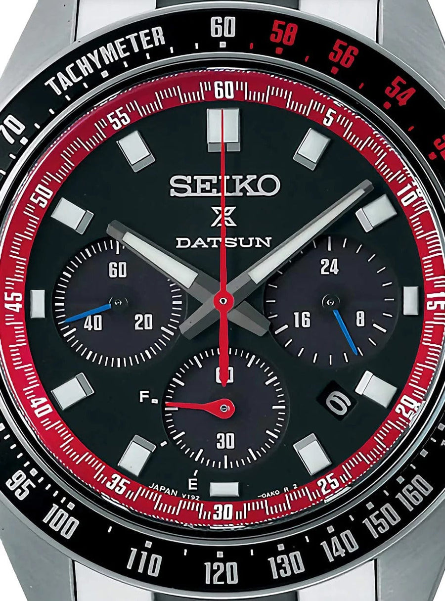 Seiko Prospex Speedtimer Solar Chronograph Datsun 240Z Collaboration Limited Edition Black Dial Two Tone Steel Strap Watch for Men - SSC957
