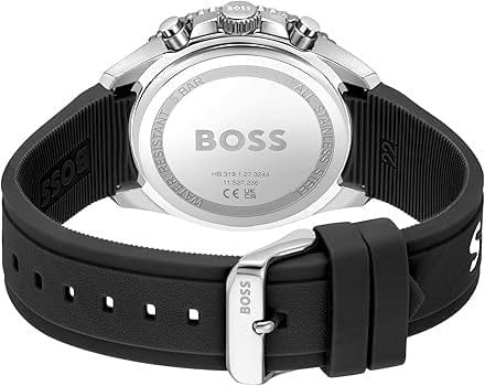 Hugo Boss Runner Chronograph Black Dial Black Silicone Strap Watch for Men - 1514141