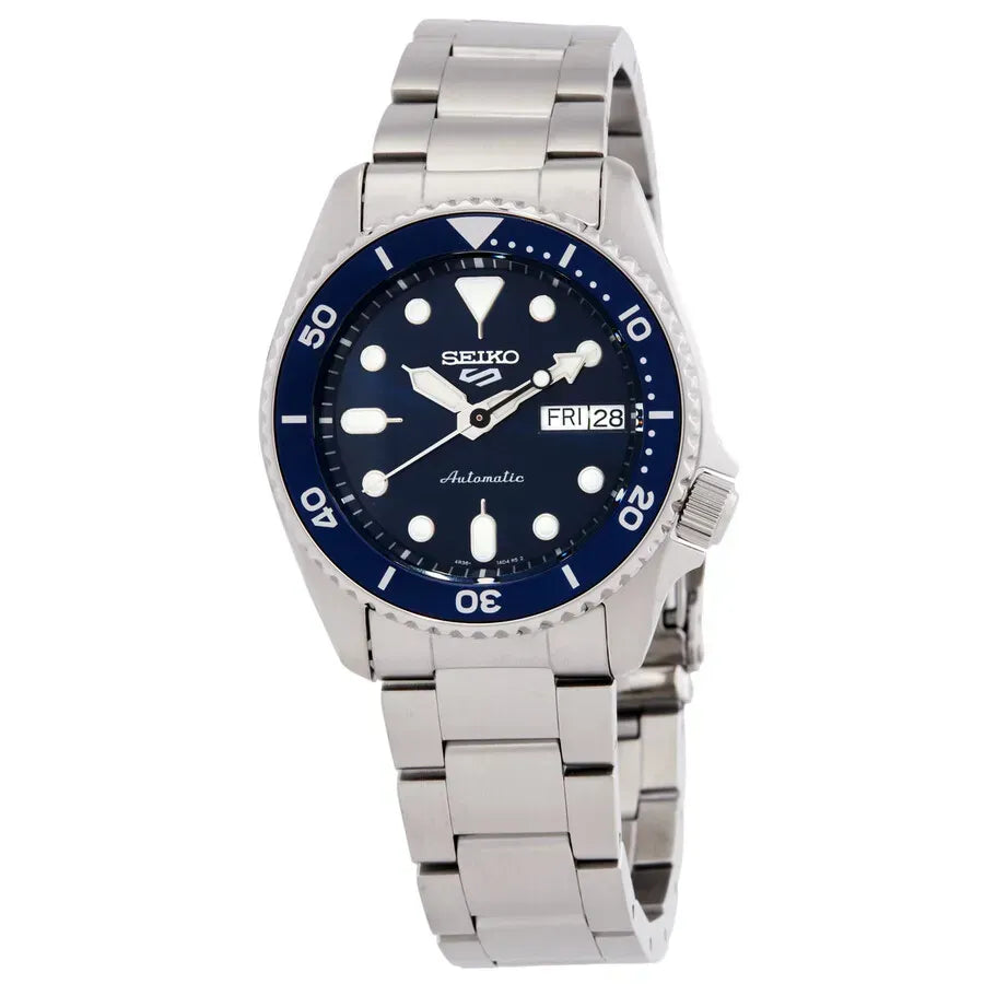 Seiko 5 Sports SKX Street Denim Blue Dial Silver Steel Strap Watch for Men - SRPL77K1