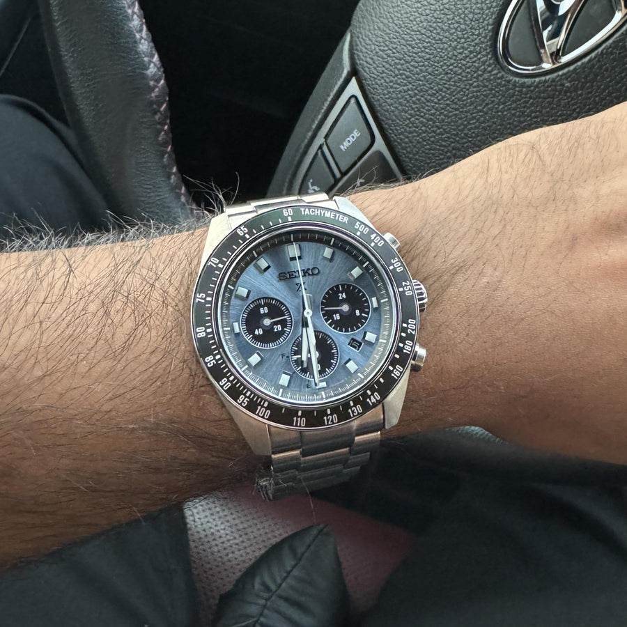 Seiko Prospex Speedtimer 41.4 Solar Chronograph Blue Dial Silver Steel Strap Watch for Men - SSC935