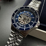 Maserati SFIDA Skeleton Automatic Blue Dial Silver Steel Strap Watch for Men - R8823140011