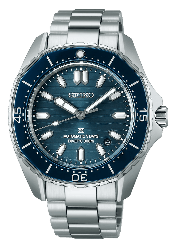 Seiko Prospex Polygonal Divers Automatic Blue Dial Silver Steel Strap Watch for Men - SPB483J1