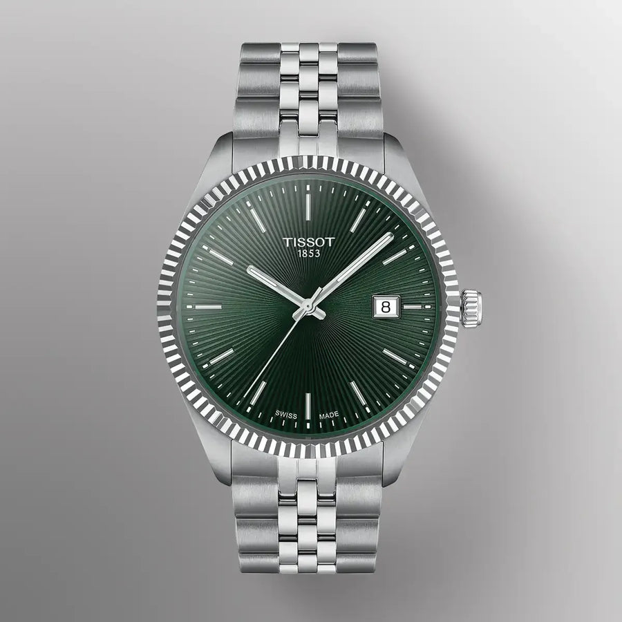 Tissot Ballade Quartz Green Dial Silver Steel Strap Watch for Men - T156.410.11.091.00