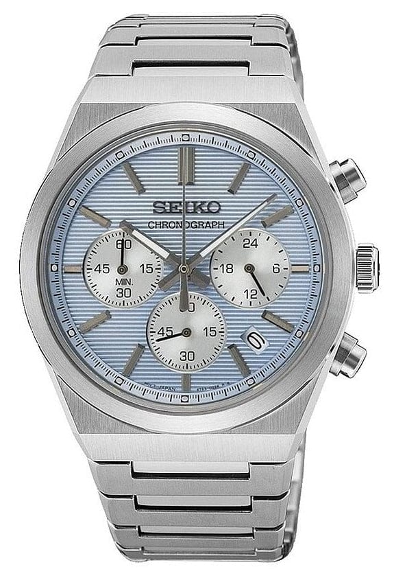 Seiko Conceptual Chronograph Ice Blue Dial Silver Steel Strap Watch for Men - SSB459P1