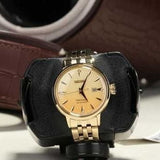 Seiko Presage Cocktail Time Automatic Diamonds Gold Dial Gold Steel Strap Watch for Women - SRE018J1