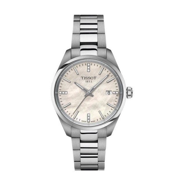 Tissot PR 100 Diamonds Mother of Pearl Dial Silver Steel Strap Watch for Women - T150.210.11.116.00