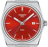 Tissot PRX Quartz Red Dial Silver Steel Strap Watch for Men - T137.410.11.421.00