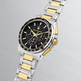 Maserati Velocità Chronograph Black Dial Two Tone Steel Strap Watch for Men - R8873652003