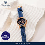 Maserati Successo Chronograph Blue Dial Blue Silicone Strap Watch for Men - R8871621034
