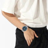 Hugo Boss Skytraveller Chronograph Blue Dial Silver Mesh Strap Watch for Men - 1514149