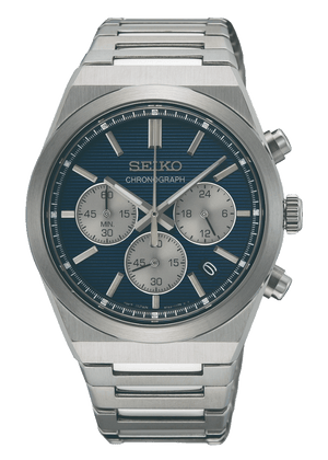 Seiko Conceptual Chronograph Blue Dial Silver Steel Strap Watch for Men- SSB453P1