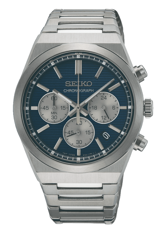 Seiko Conceptual Chronograph Blue Dial Silver Steel Strap Watch for Men- SSB453P1