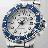 Citizen Mechanical Automatic White Dial Silver Steel Strap Watch for Men - NJ0171-81A