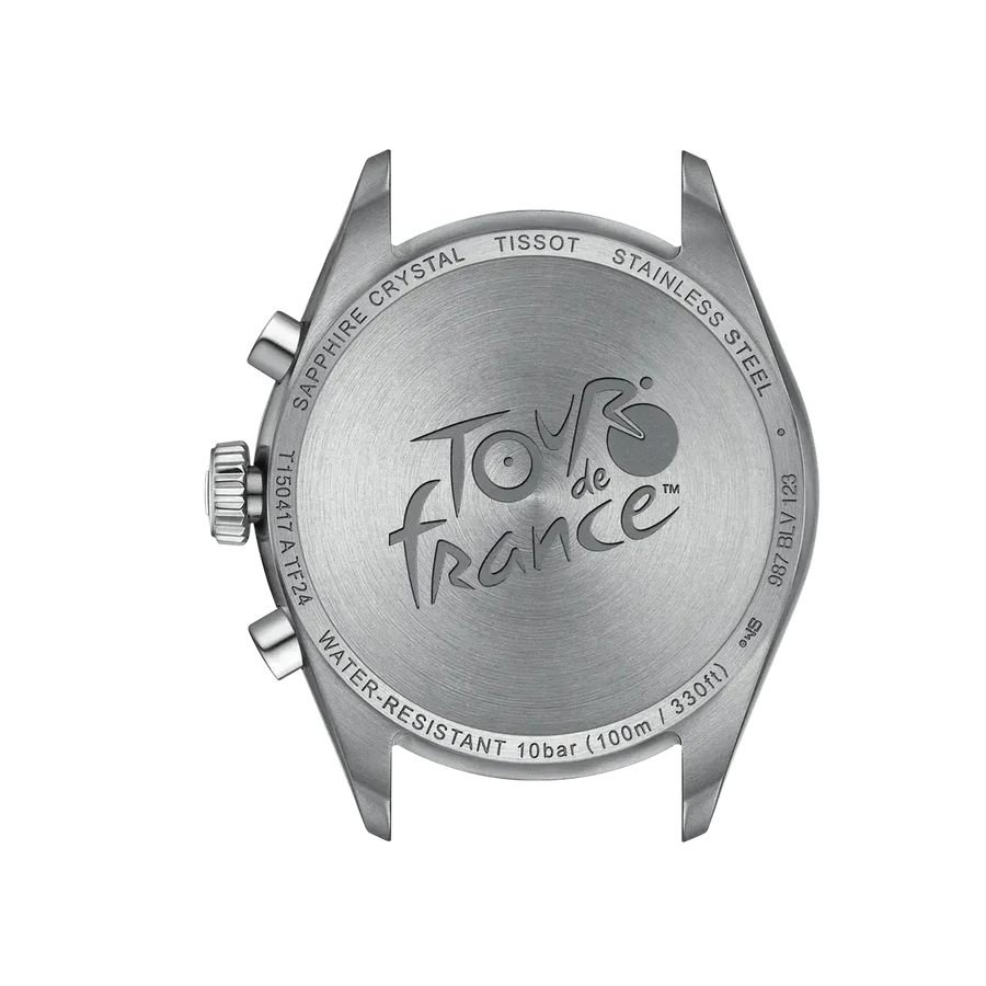 Tissot PR 100 Tour De France Chronograph Black Dial Silver Steel Strap Watch for Men - T150.417.11.051.00